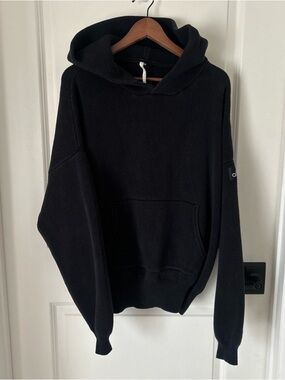 ALO Yoga Scholar Hooded Sweater Oversized Heavyweight Black Unisex SZ Small